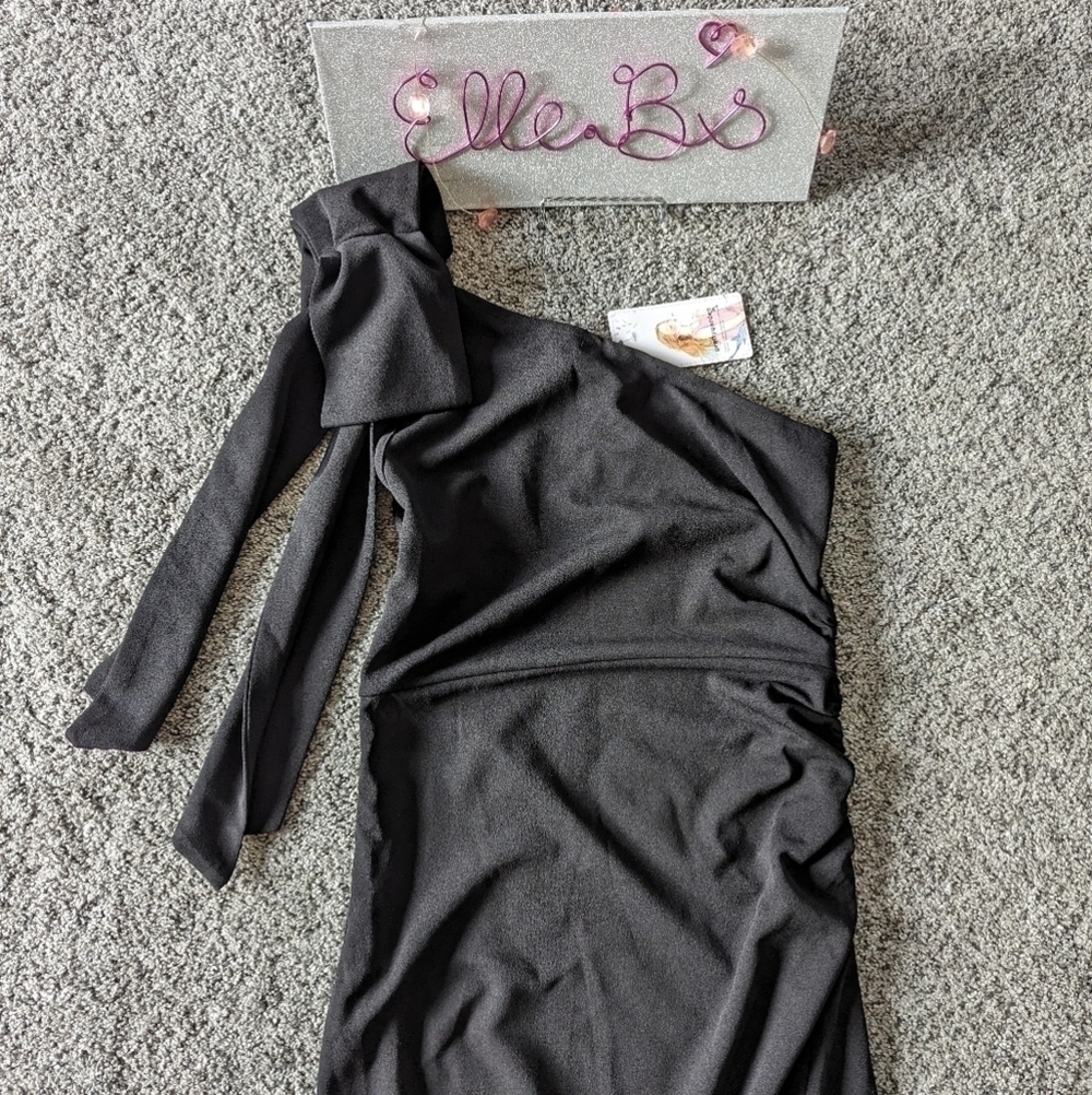 NWT Pretty Garden One Shoulder Bow Detail Dress Formal S - Picture 2 of 12